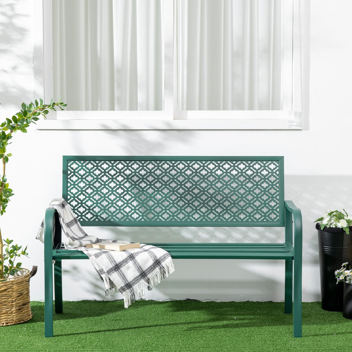 Garden Bench, 280 kg Load Capacity Weatherproof, Dark Green