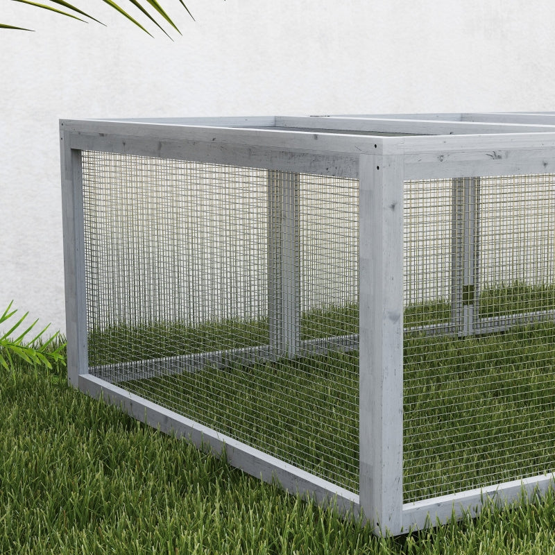 Small Animal Hutch, Outdoor Enclosure, Fir Wood, Grey