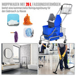 Cleaning Cart, 26L Jaw Press Bucket, Blue