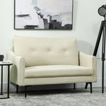 2-Seater Sofa Foam Padded Fabric Cover Metal Frame - Cream White
