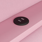 Upholstered Daybed 90x200cm USB LED Desk 2 Drawers - Pink