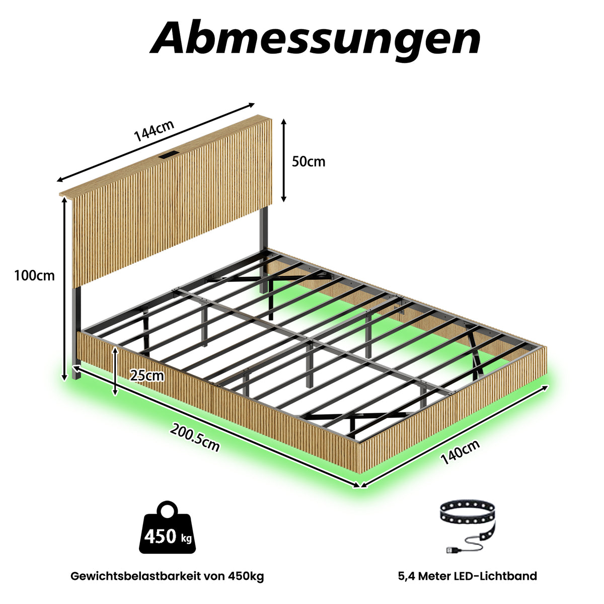 Pull-Out Bed with Bookshelf Headboard 90-180x200cm, Solid Wood & MDF