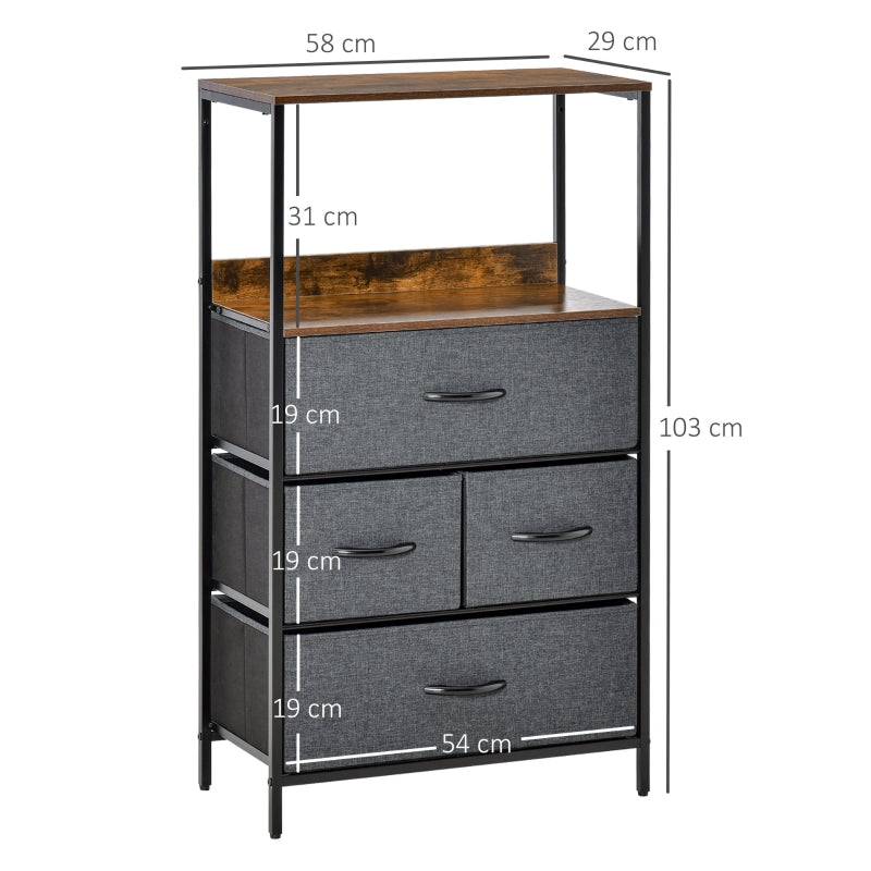Chest of Drawers, 4-Drawer Linen Storage Cabinet, Black