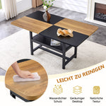 Table set with rectangular dining table, storage shelf, 4 armchairs, faux leather
