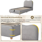 Upholstered Storage Bed 90x200cm with Hydraulic Lift, Grey Linen