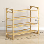 Shoe Rack, 4 Tiers, 12 Pairs, Bamboo Natural