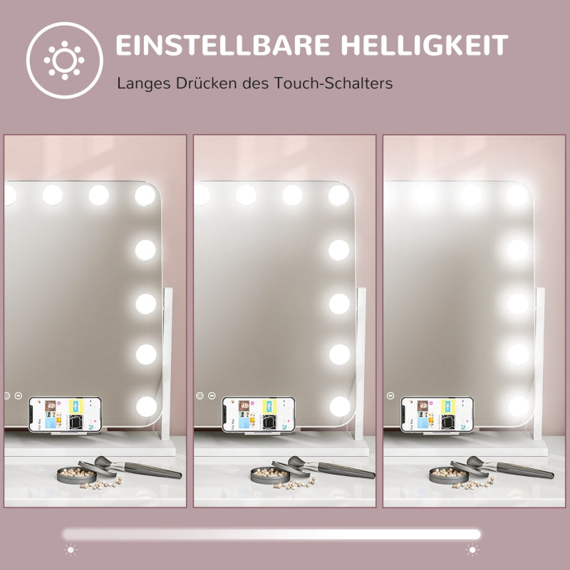LED Vanity Mirror, Dimmable, Touch Control, USB, White
