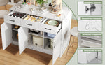 Large Kitchen Island 120x60cm 3 Drawers 3 Doors Adjustable Shelves - White Marble Design