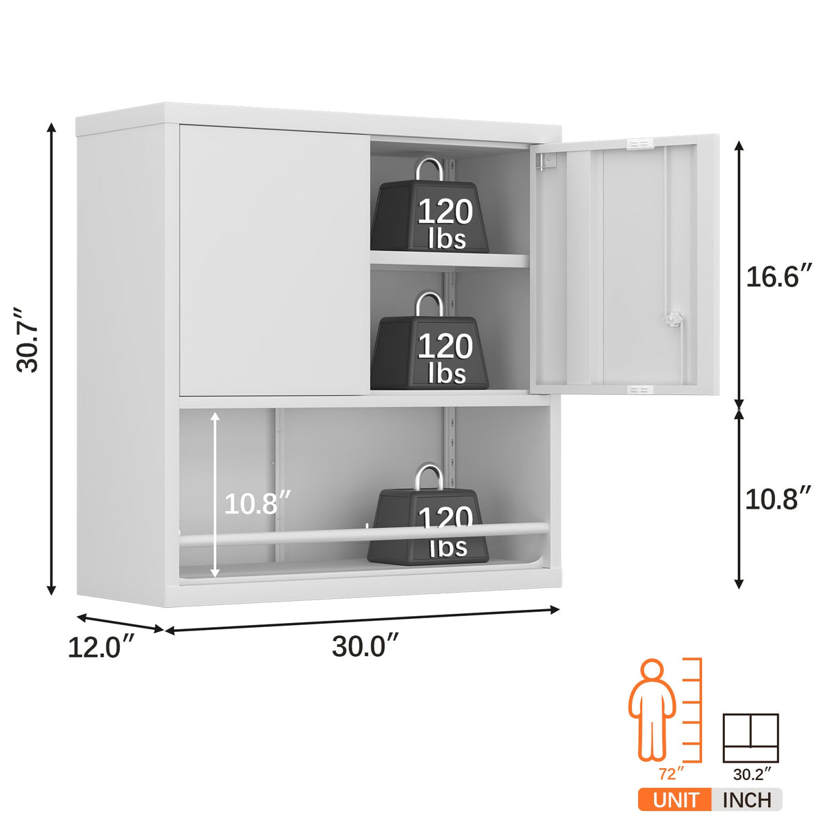 Metal Storage Cabinet with 2 Doors and Adjustable Shelves, Black Steel