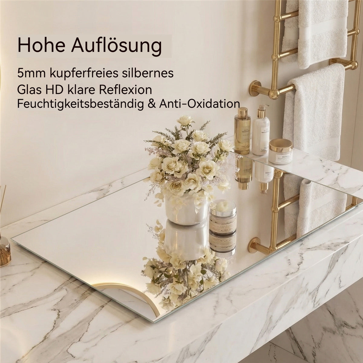 Frameless LED Bathroom Mirror 60x100cm Anti-Fog, Tempered Glass
