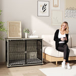 Dog Cage, Kennel, Indoor Pet Crate with Cushion, Large, Gray