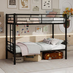 Twin over Twin Bunk Bed Convertible 2 Beds Ladders Railings, Metal Structure