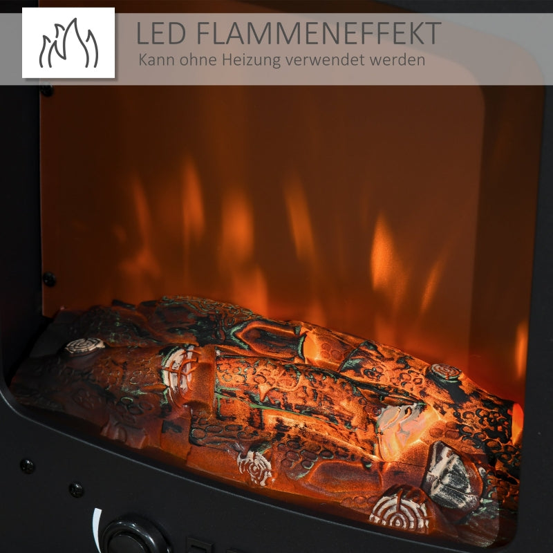 LED Electric Fireplace, Freestanding Flame Effect, 900/1800W, Black