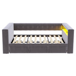 Upholstered Bed 90/180x190cm, LED Lighting, Sockets, Storage, Dark Grey