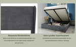 Modern Minimalist Upholstered Bed, 160x200 cm, High-Profile Storage with Gas Lift, Grey