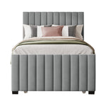 Upholstered Single Bed 90x190cm with Pull-Out Bed, Grey Velvet