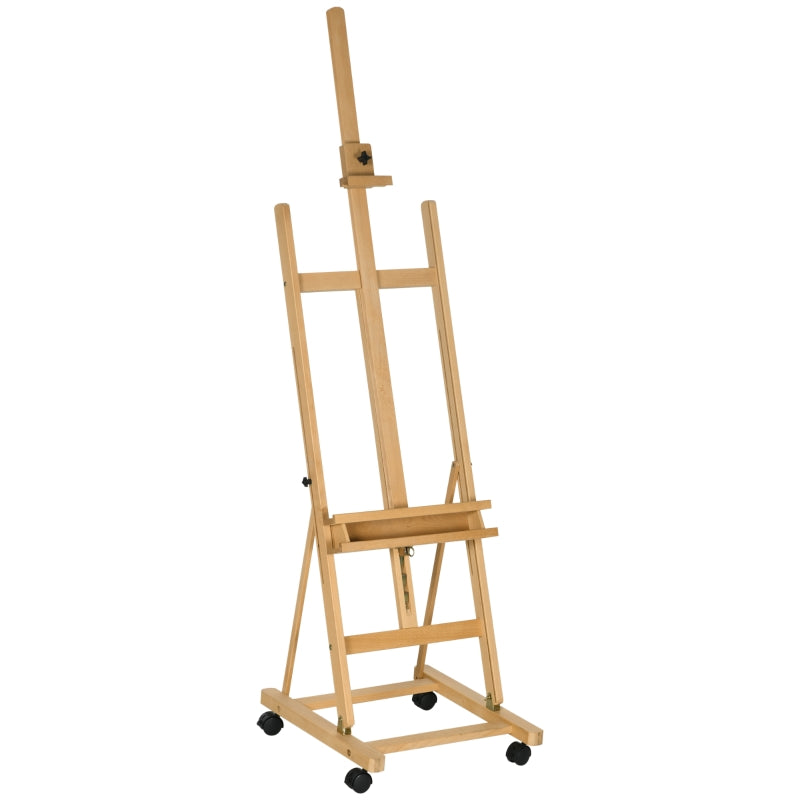 Artist's Easel, Height Adjustable 4 Wheels, Natural + Black