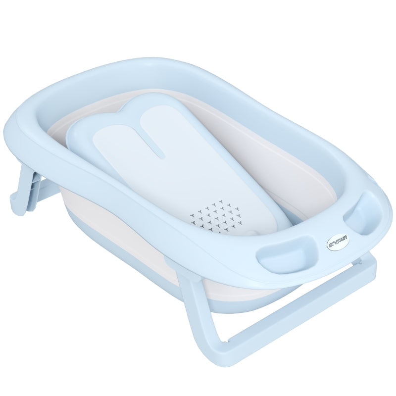 Baby Bathtub, Foldable Non-Slip Safe, Light Blue
