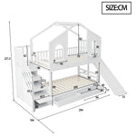 Children's Bunk Bed 90x200 House Shape with Ladder & Slide, White