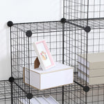Shelving Unit, 6 Compartments, Wire Mesh Cube, Black