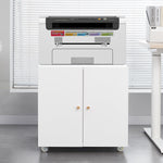 Metal Printer Stand - Mobile Storage, Adjustable Shelf, File Cabinet - White
