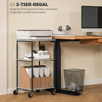 Printer Table, 3-Tier Stand with Casters, Steel