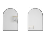 Arched Mirror Cabinet, Recessed Medicine Wall Storage, Black Metal Framed