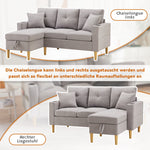 L-Shaped Sofa, 3-Seater with Chaise, Storage, Cup Holder, 2 Pillows