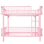 Metal Bunk Bed 90x200 with Safety Railing, Space-Saving, Black, Pink