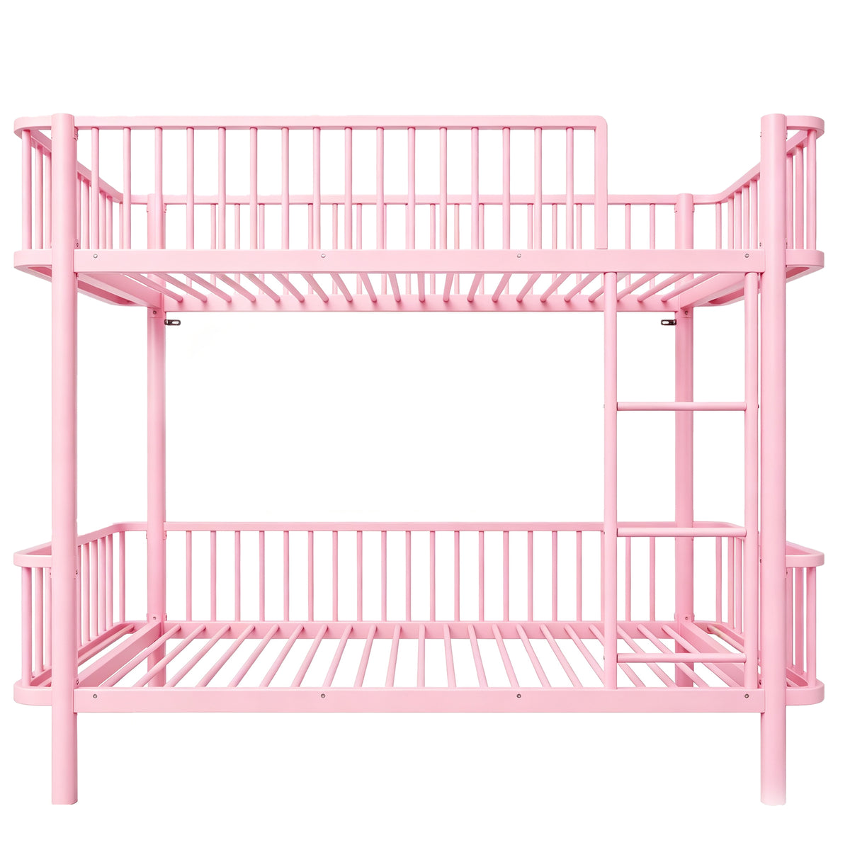Metal Bunk Bed 90x200 with Safety Railing, Space-Saving, Black, Pink