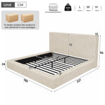 Upholstered Double Bed 160x200cm with Slatted Base, Beige Chenille