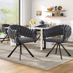 Dining Chair Set of 4, Modern Velvet Ergonomic Vanity Metal Legs, Grey
