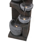 Garden Fountain with LED Lighting and Water Pump, Artificial Stone, Grey