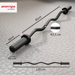 Olympic Barbell with 5 cm Sleeves and 100 kg Load Capacity, Black Steel
