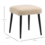 Footstool Square Stool Dressing Stool Steel Legs Cashmere Look Beige