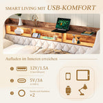 Space-Saving Sofa Bed 90x190cm with Storage & LED, Beige Velvet