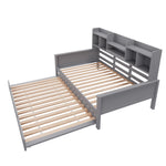 Extendable Sofa Bed 90x200cm with Storage, Grey Solid Wood
