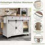 Kitchen Island Mobile Extendable Worktop 2 Sliding Doors 3 Drawers - Wood Grain