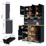 Modern Buffet Sideboard 105x185cm Adjustable Shelves Drawers - Grey/Black