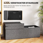 Folding Storage Bench, Separate Containers, Linen-Look, Dark Gray