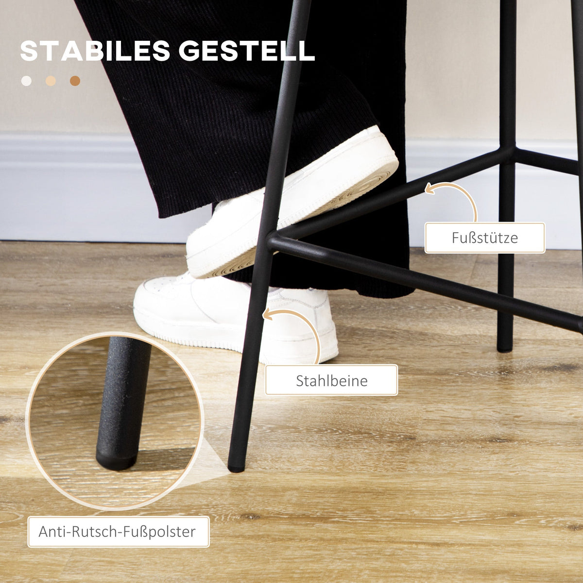 Bar Stools, Set of 2, Footrest, Bistro, Steel Black