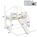 Bunk Bed with Slide & Stairs - Kids Cabin Bed, White Solid Wood
