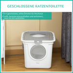 Cat Litter Box Indoor, Lid & Scoop, Grey+White Plastic