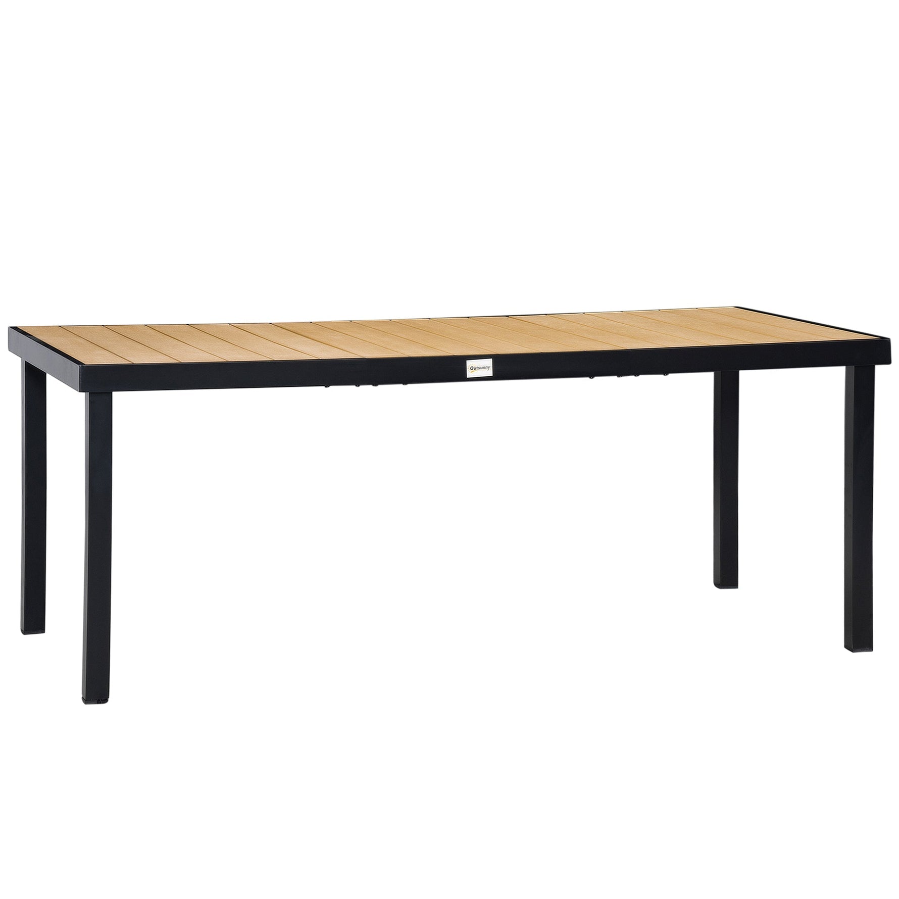 Garden Table Dining Aluminium 8-Person 190x90cm Easy-Care Natural & Black