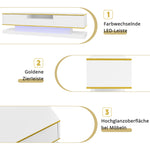 Modern TV Cabinet, 3 Drawers Open Compartment LED Lights 180x38x45cm, High Gloss