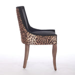 Ultra Side Dining Chair, Set of 2, Thick Fabric, Solid Wood Legs, Leopard Print Fabric