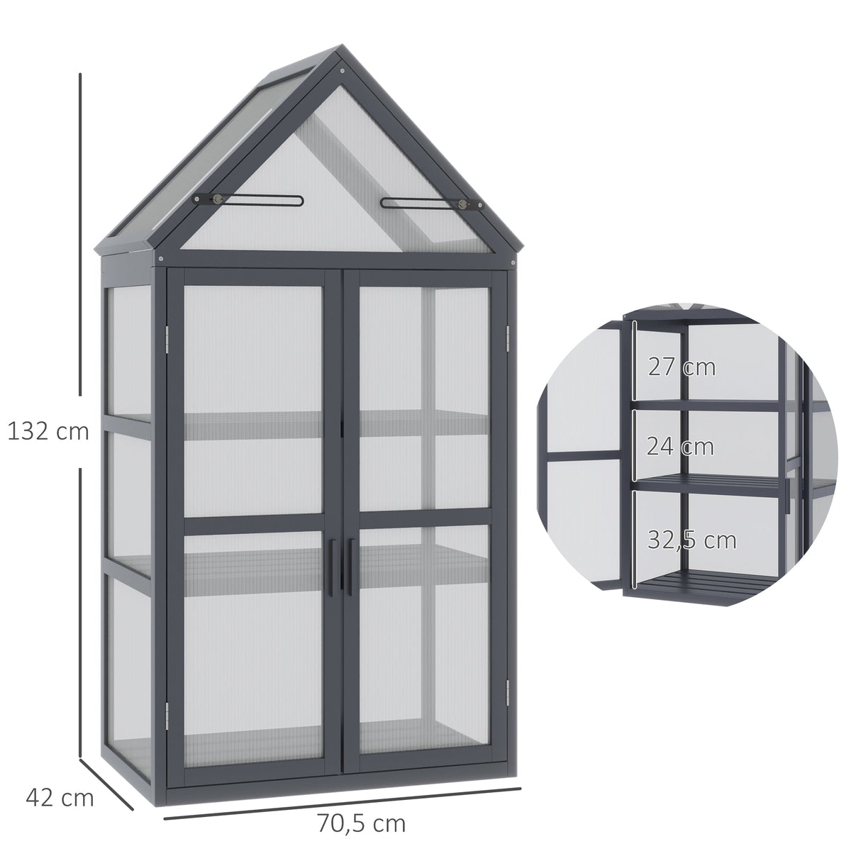 Cold Frame Greenhouse 3 Level Hinged Roof Wood Natural