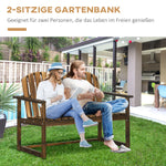 2-Seater Garden Bench, Backrest Armrests 240kg Load Capacity, Charred Wood