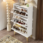 Modern Shoe Cabinet, 3-Tier Storage Metal Feet Entryway, White