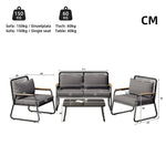 Garden Lounge Set Sofa & Table for 4 Galvanized Iron Tempered Glass - Black